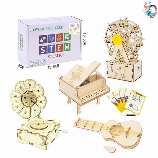 009496 Set 4in1 creatie din lemn cu muzica