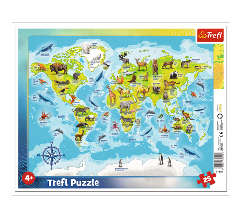 000776 Puzzle "Harta lumii cu animale"
