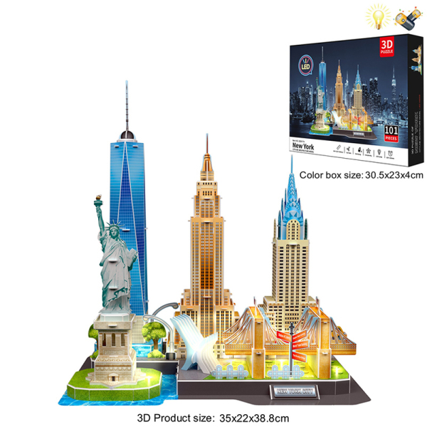008879 Puzzle 3D New York City 102pcs cu lumina