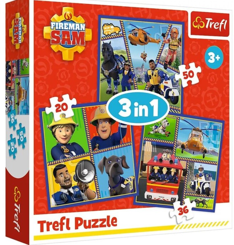 009274 Puzzle 3in1 "Fireman Sam' day"