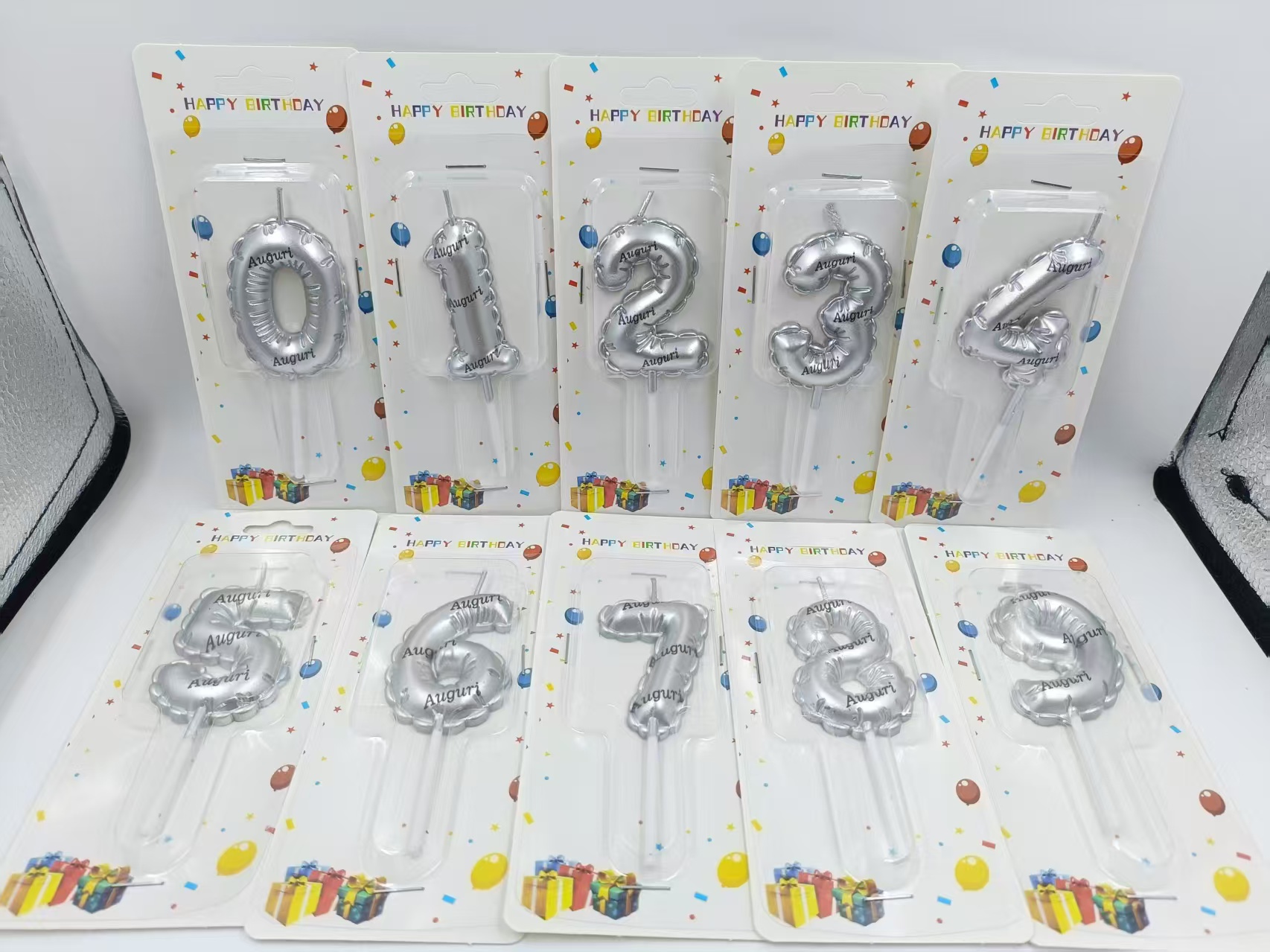 009198 Lumanare argintie cifra 9