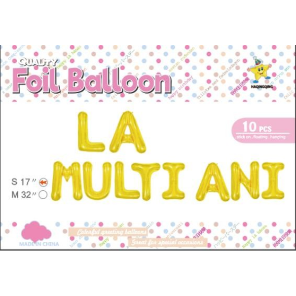 001839 Set baloane din folie "LA MULTI ANI" 43cm.