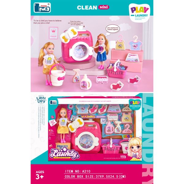 008658 Set papusa cu masina de spalat cu muzica
