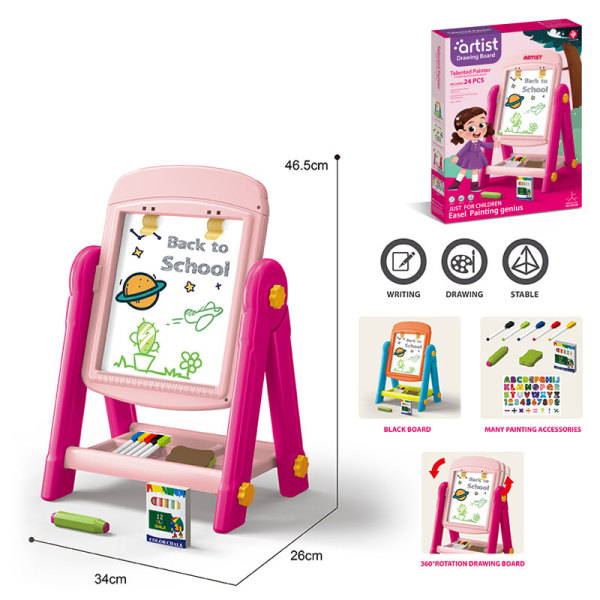 007997 Tabla magnetica 2in1 cu accesori - roz