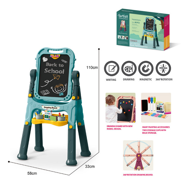 008002 Tabla magnetica 2in1 cu accesori - verde