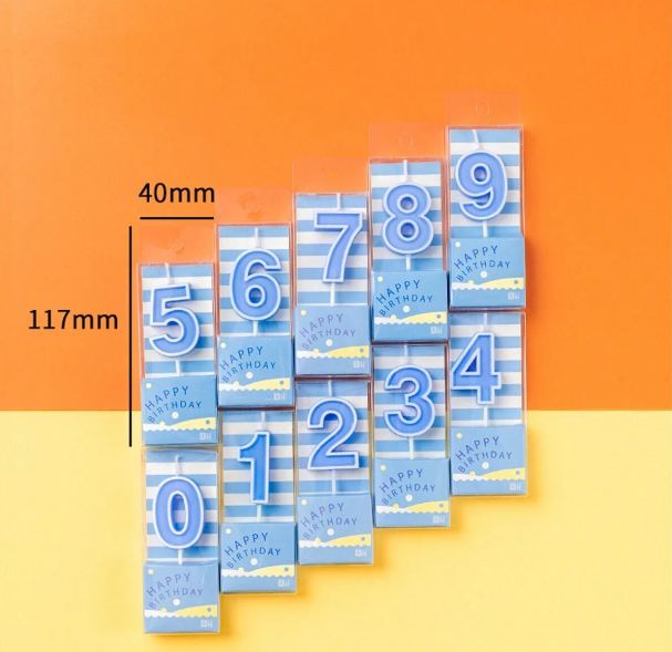 001447 Lumanare albastra cifra 0