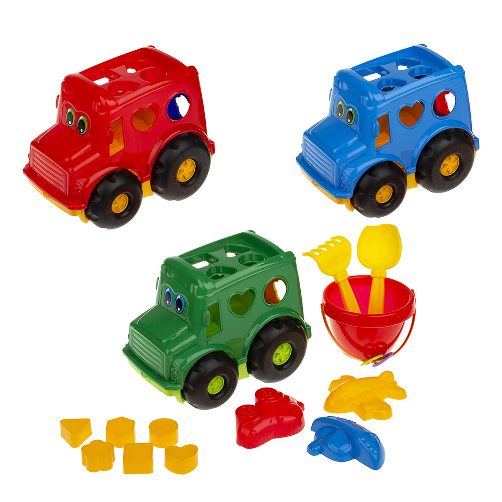 007923 Sorter Atobuz cu caldarusa cu accesorii pentru nisip