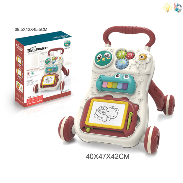 010347 Carucior interactiv cu muzica si lumina - rosu