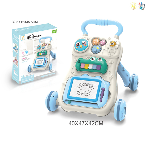 010348 Carucior interactiv cu muzica si lumina - albastru