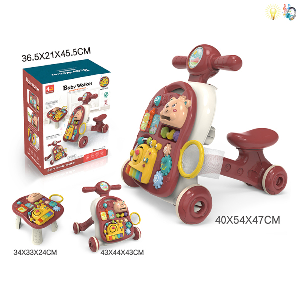 010355 Carucior interactiv 4in1 cu muzica si lumina - rosu