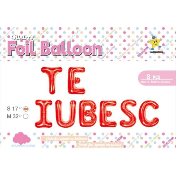 001840 Set baloane din folie "TE IUBESC" 43cm.