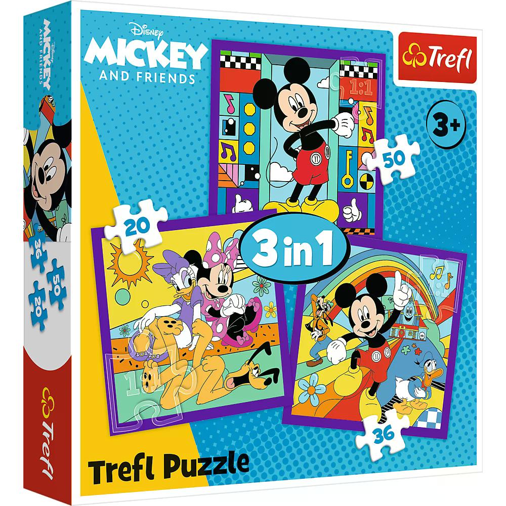 010925 Puzzle 3in1 "Mickey și echipa lui veselă"