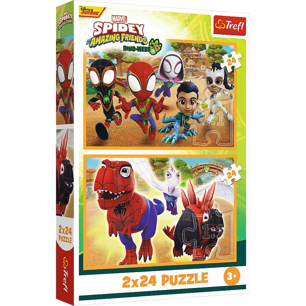 010951 Puzzle 2x24 "Spiderman si dinozaurii"
