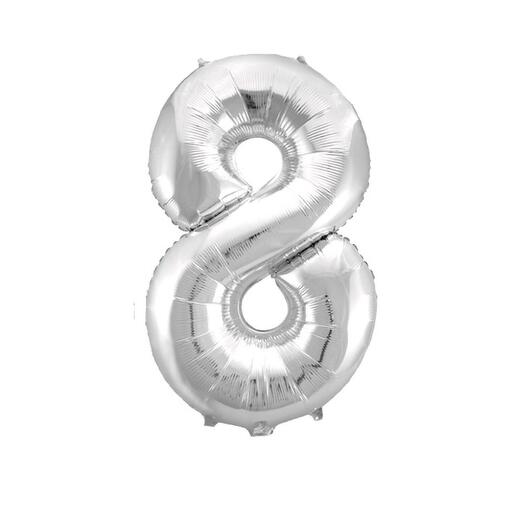 006849 Balon argintiu 102cm cifra 8