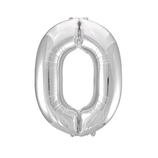 006841 Balon argintiu 102cm cifra 0