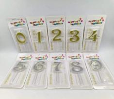 001387 Lumanare argintie cifra 0