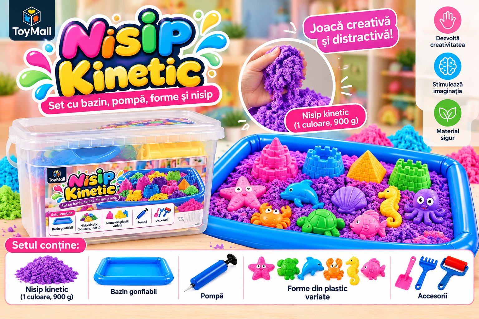 012308 Nisip kinetic cu bazin si forme (900g)