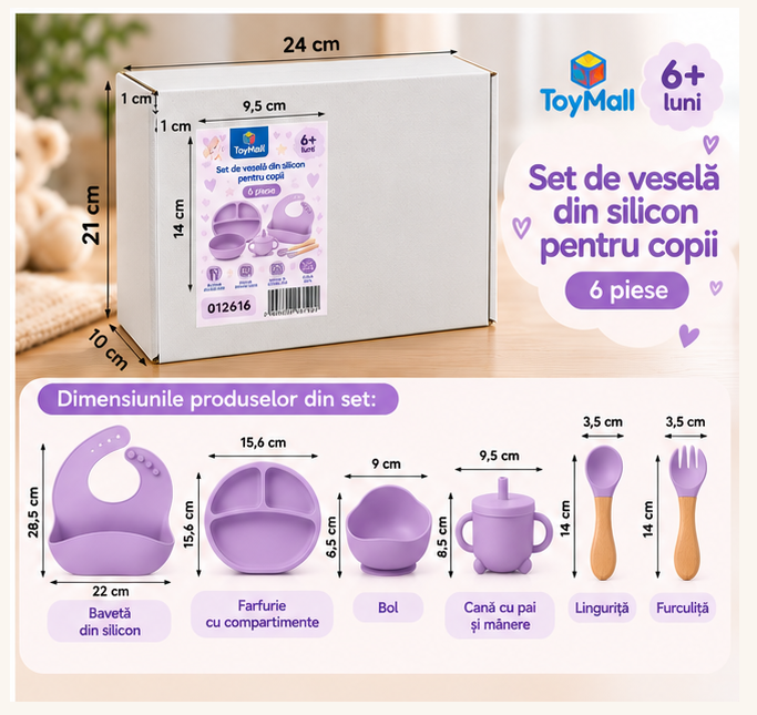 012616 Set vesela din silicon pentru copii 6pcs