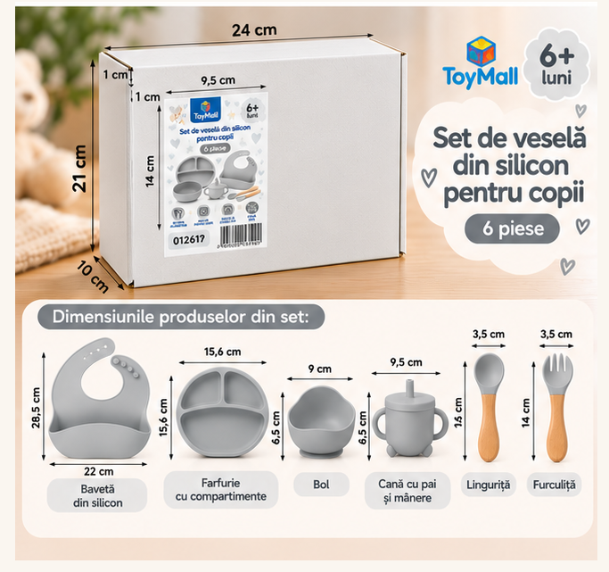 012617 Set vesela din silicon pentru copii 6pcs
