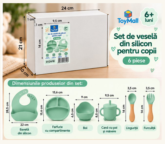 012618 Set vesela din silicon pentru copii 6pcs