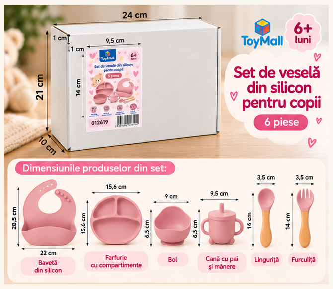 012619 Set vesela din silicon pentru copii 6pcs